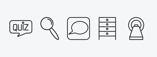 Wall Mural - general outline icons set. general icons such as quiz, magnifiying glass, message app, office cabine