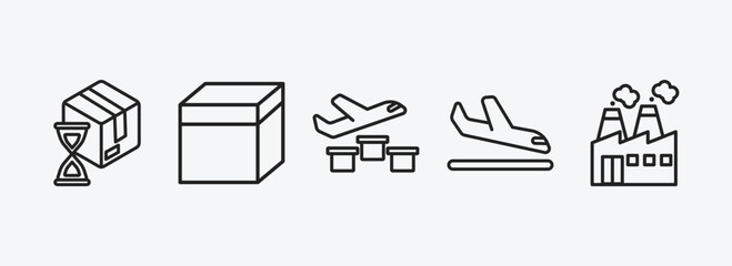 Wall Mural - delivery and logistic outline icons set. delivery and logistic icons such as wait time, package, del