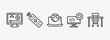 © Farahim - computer outline icons set. computer icons such as video lecture, tv controller, surfing the net, develope, school desk vector. can be used web and mobile.