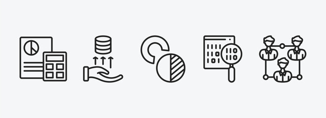 Wall Mural - business and analytics outline icons set. business and analytics icons such as accounting, debt, val