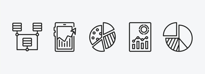 Wall Mural - business and analytics outline icons set. business and analytics icons such as connected data, mobil