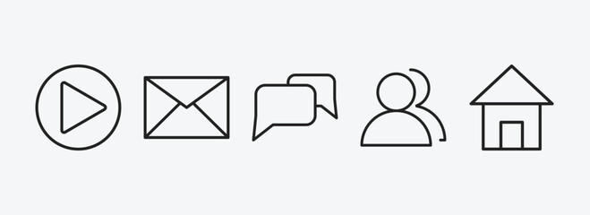 Wall Mural - blogger and influencer outline icons set. blogger and influencer icons such as video, email, convers
