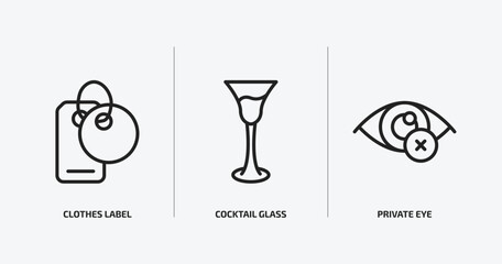 ultimate glyphicons outline icons set. ultimate glyphicons icons such as clothes label, cocktail glass, private eye vector. can be used web and mobile.