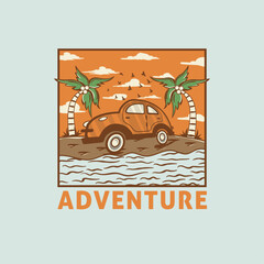 Wall Mural - Adventure illustration, outdoor adventure . Vector graphic print for t shirt and other uses.