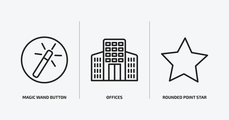 Wall Mural - user interface outline icons set. user interface icons such as magic wand button, offices, rounded point star vector. can be used web and mobile.