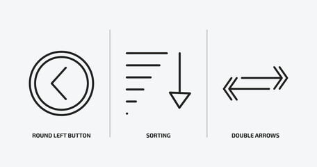 Wall Mural - user interface outline icons set. user interface icons such as round left button, sorting, double ar