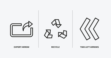 Wall Mural - user interface outline icons set. user interface icons such as export arrow, recycle, two left arrow