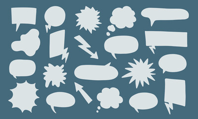 Wall Mural - retro hand drawn blank comic bubbles and elements set. vector illustration, vintage design, pop art 
