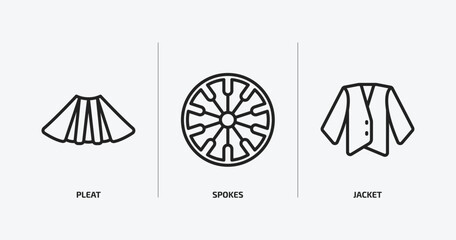 Wall Mural - sew outline icons set. sew icons such as pleat, spokes, jacket vector. can be used web and mobile.