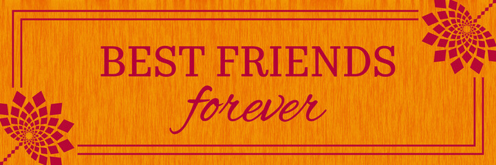 best friends forever orange pink floral element texture borders