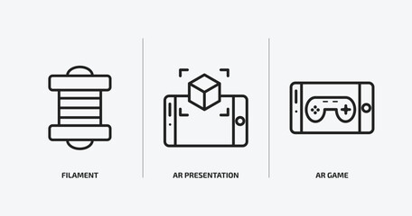 Wall Mural - general outline icons set. general icons such as filament, ar presentation, ar game vector. can be u