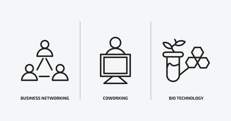 Wall Mural - general outline icons set. general icons such as business networking, coworking, bio technology vect