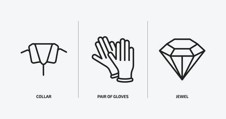 Wall Mural - fashion outline icons set. fashion icons such as collar, pair of gloves, jewel vector. can be used web and mobile.