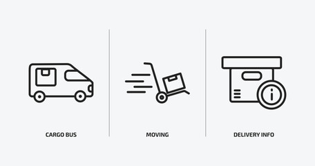 Wall Mural - delivery and logistic outline icons set. delivery and logistic icons such as cargo bus, moving, deli