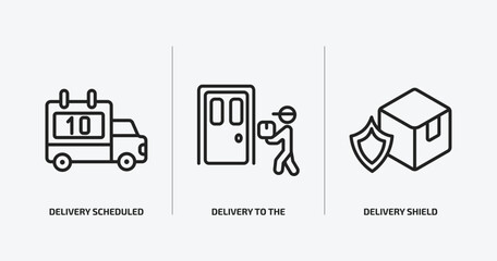 Wall Mural - delivery and logistic outline icons set. delivery and logistic icons such as delivery scheduled, to 