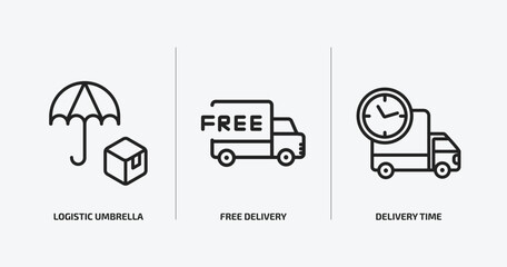 Wall Mural - delivery and logistic outline icons set. delivery and logistic icons such as logistic umbrella, free