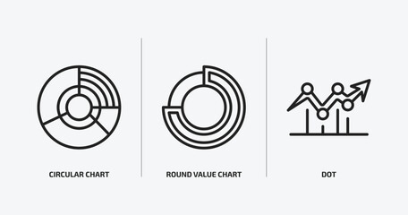 Wall Mural - business and analytics outline icons set. business and analytics icons such as circular chart, round
