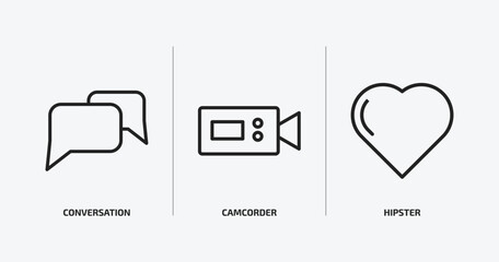 Wall Mural - blogger and influencer outline icons set. blogger and influencer icons such as conversation, camcord