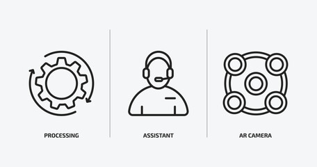 Wall Mural - artificial intellegence outline icons set. artificial intellegence icons such as processing, assista