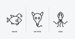 animals outline icons set. animals icons such as angler, ant eater, squid vector. can be used web and mobile.