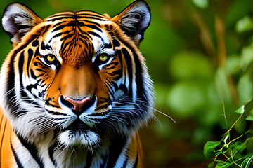 Wall Mural - Generative AI image of the Malayan tiger, one of animal that has been listed under the endangered species.