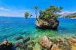 Islet at Punta Rata beach in Brela on Makarska riviera, Croatia