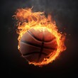 Burning basketball ball on fire. Generative AI.