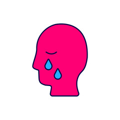 Sticker - Filled outline Man graves funeral sorrow icon isolated on white background. The emotion of grief, sadness, sorrow, death. Vector