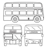 Fototapeta  - Double-decker London bus city transport double decker sightseeing contour outline line icon black color vector illustration image thin flat style