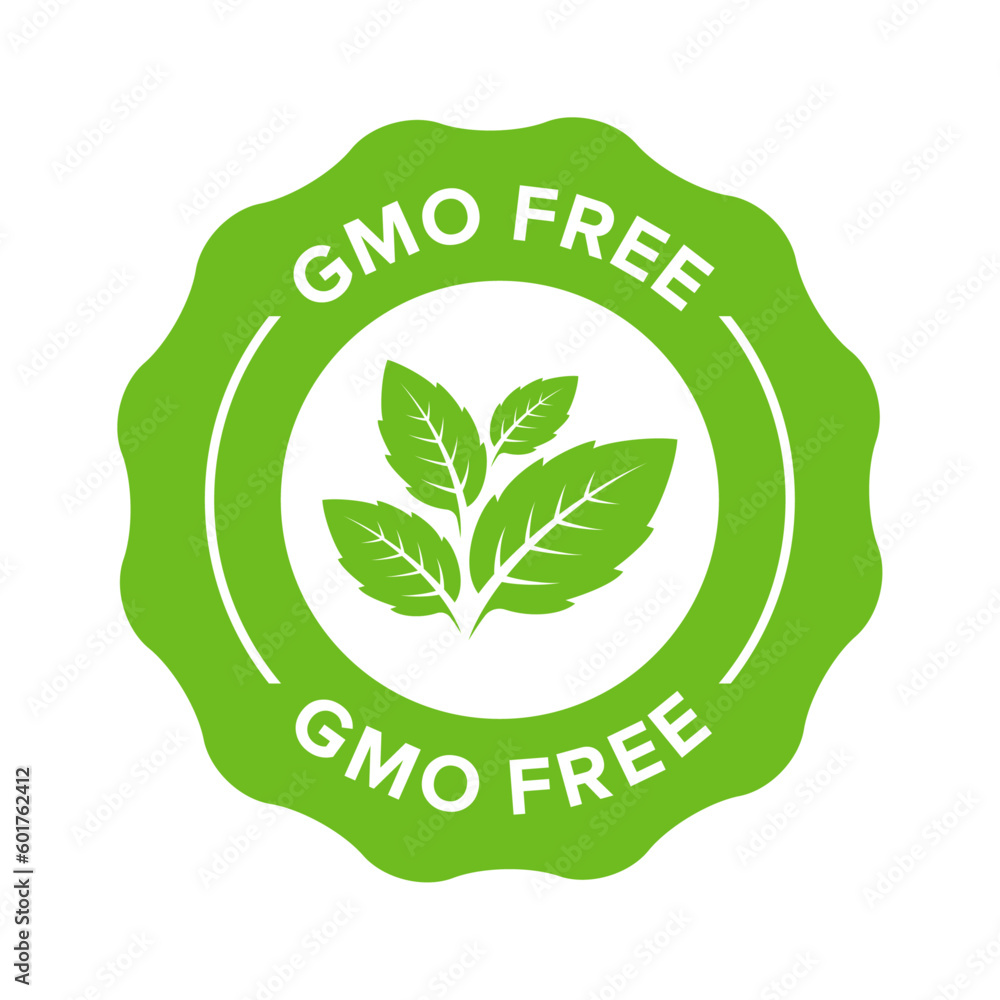 GMO free icon. Vector green leaf non GMO logo sign for healthy food ...