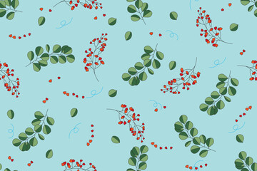 Canvas Print - Illustration,The leaves on soft blue background.