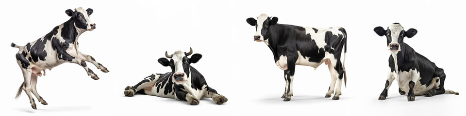 Wall Mural - wildlife cows animals banner panorama long - collection of funny cute crazy laughing lying, standing