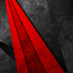 Wall Mural - Black and red abstract grunge geometric striped background. Vector design