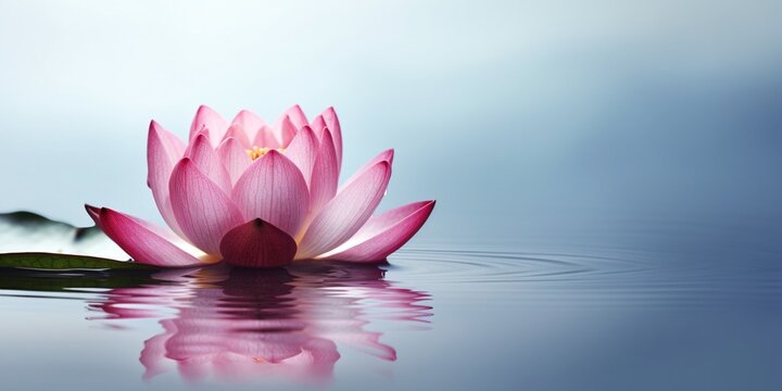 zen lotus flower on water, meditation concept, illustration generative ai