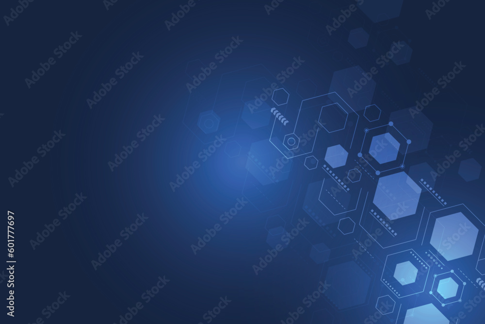 Black and blue abstract technology background with hexagonal element ...