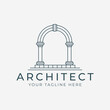 arch logo linear logo vector template illustration design. pillar icon design