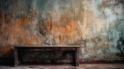 Wall Mural -  a bench sitting in front of a wall with a painting on it.  generative ai