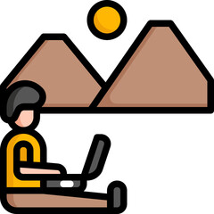 Poster - remote working Color line icon