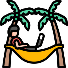 Poster - hammock remote working Color line icon