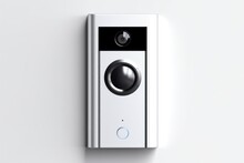 Modern Doorbell With Video Camera, A Smart Home Security Solution For Monitoring And Remote Access, Isolated On A White Background, Generative Ai