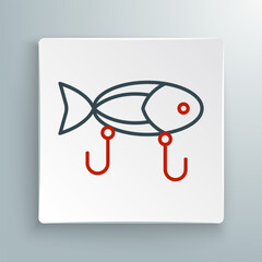 Wall Mural - Line Fishing lure icon isolated on white background. Fishing tackle. Colorful outline concept. Vector