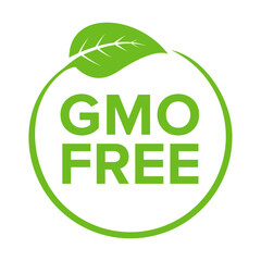 Non GMO free food packaging seal or sticker flat vector icon