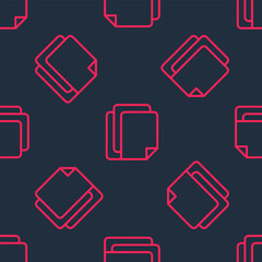 Sticker - Red line File document icon isolated seamless pattern on black background. Checklist icon. Business concept. Vector