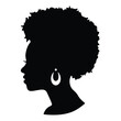 Silhouette vetorcameo of a black woman with an afro hairstyle and earrings