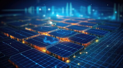Solar panels manufacturing facilities, Solar electricity production panels, Renewable Energy and Green Technology,  energy-efficient chips and blue tech facility, research and development 