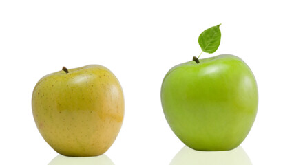 Wall Mural - Fresh new and old apple on white background - nice advertising concept