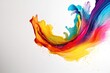 Colorful bright paint swirls with splashes and empty white space. Liquid vivid flow with twists, curved dynamic lines for creative background. Fluid vortex made of acrylic or alcohol ink.