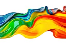 Colorful Liquid paint ink curved motion flow on isolated white background. Vivid color Fluid dynamic paint wave.