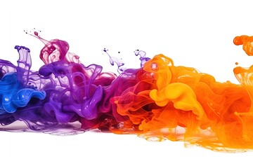 Wall Mural - Colorful Liquid paint ink curved motion flow on isolated white background. Vivid color Fluid dynamic paint wave.