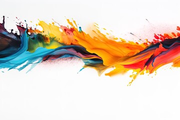 Wall Mural - Colorful Liquid paint ink curved motion flow on isolated white background. Vivid color Fluid dynamic paint wave.